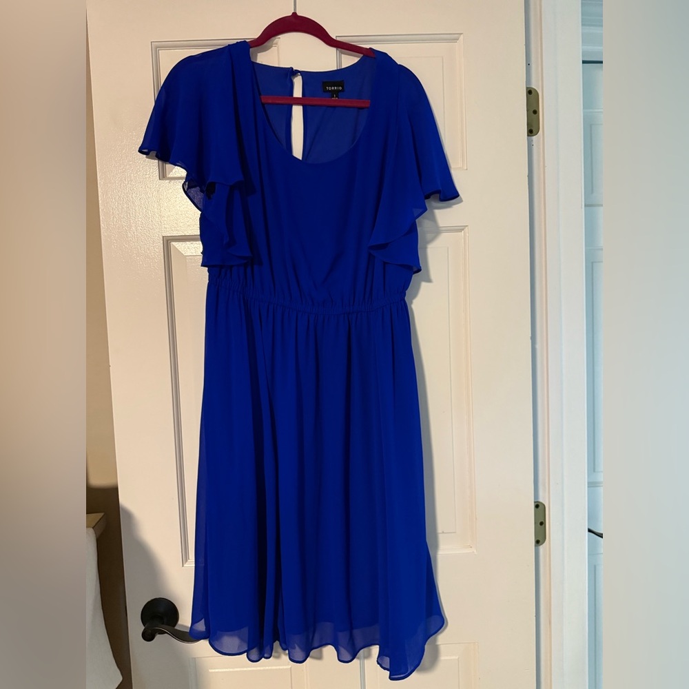 Torrid Blue Flutter Sleeve Midi Sundress